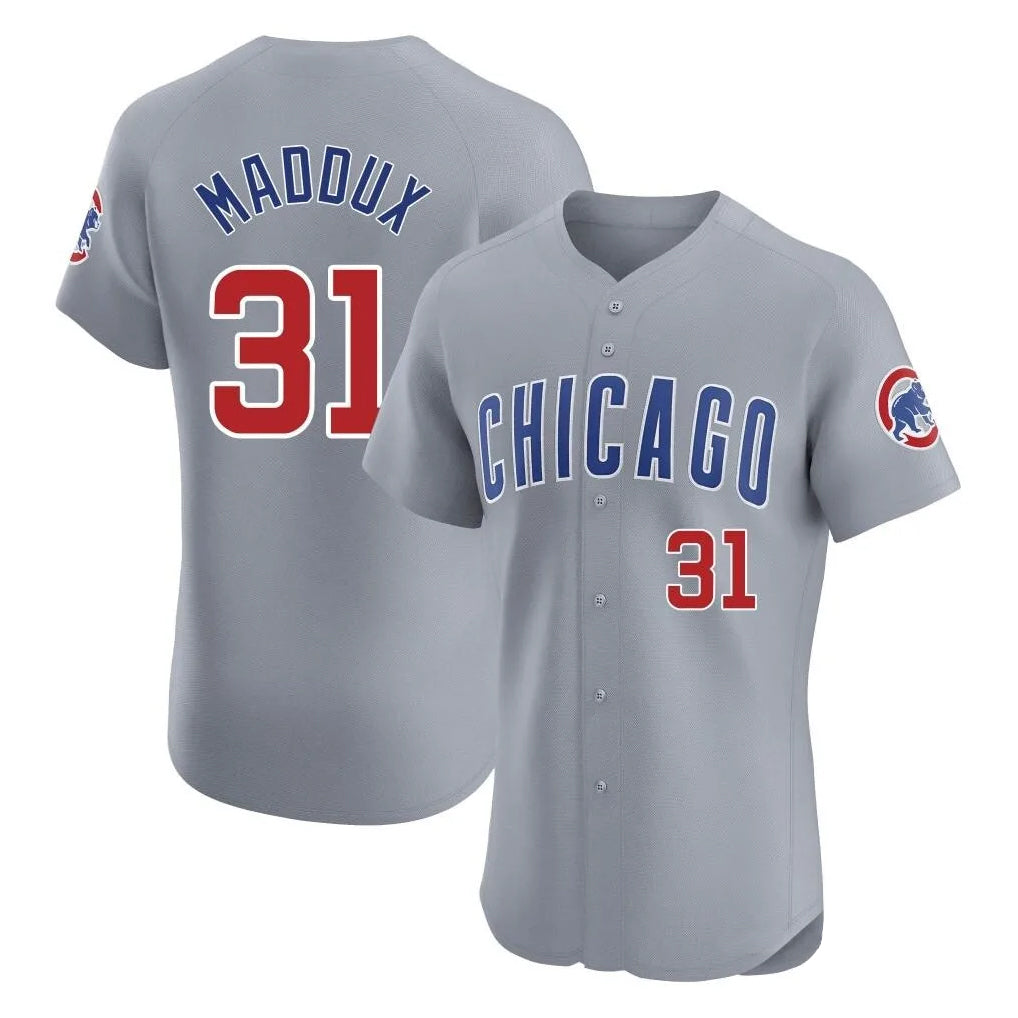 C.Cubs #31 Greg Maddux Player Gray Road Limited Elite Home Qdoa Stitched Jerseys
