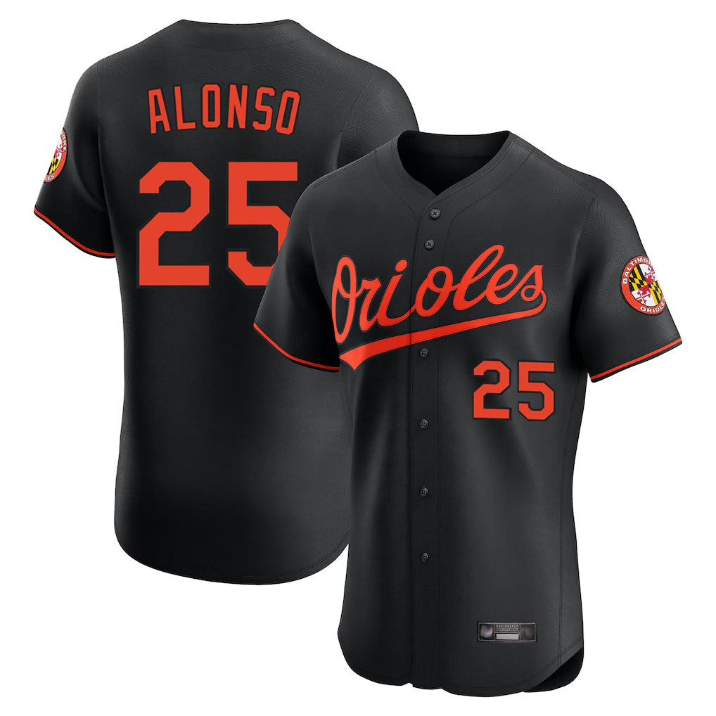 B.Orioles #25 Pete Alonso Player Black Limited Elite Home Game Qdoa Stitched Jerseys