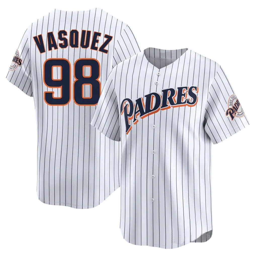 S.Diego Padres #98 Randy Vasquez Player White Cooperstown Collection Limited Home Qdoa Stitched Jerseys