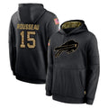 B.Bills #15 Greg Rousseau Player Black Salute to Service Hoodies Qdoa Stitched Jersey