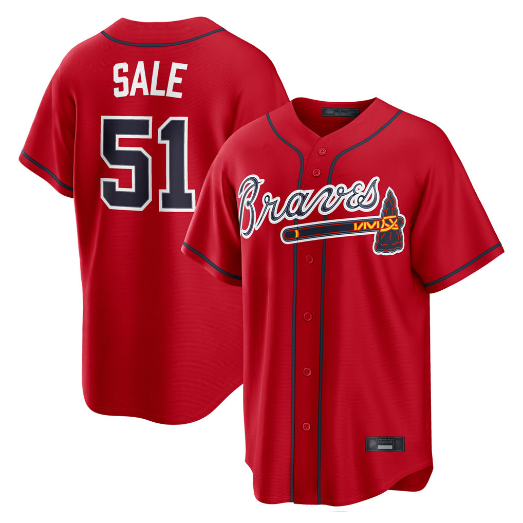 A.Braves #51 Chris Sale Player Red Home Game Qdoa Stitched Jerseys