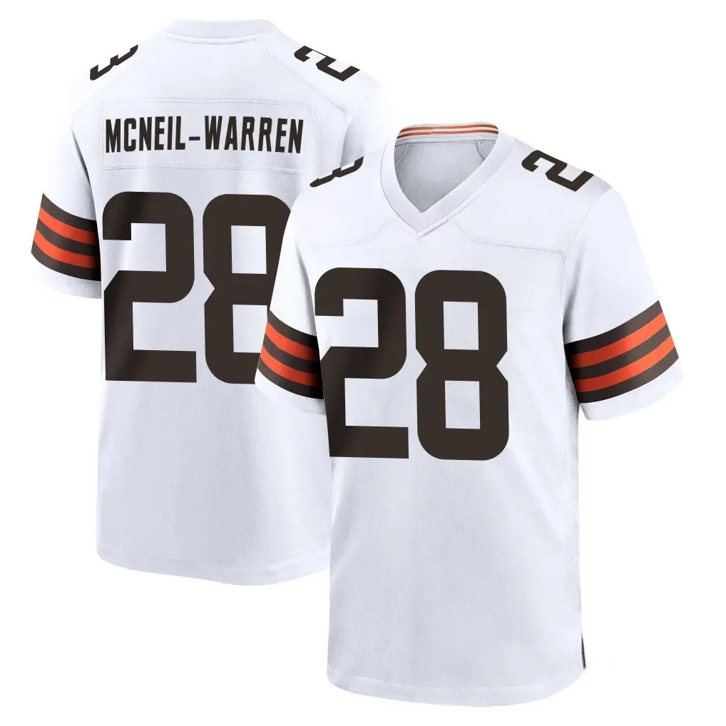 C.Browns #28 Emmanuel McNeil-Warren Player White Home Game Qdoa Stitched Jerseys