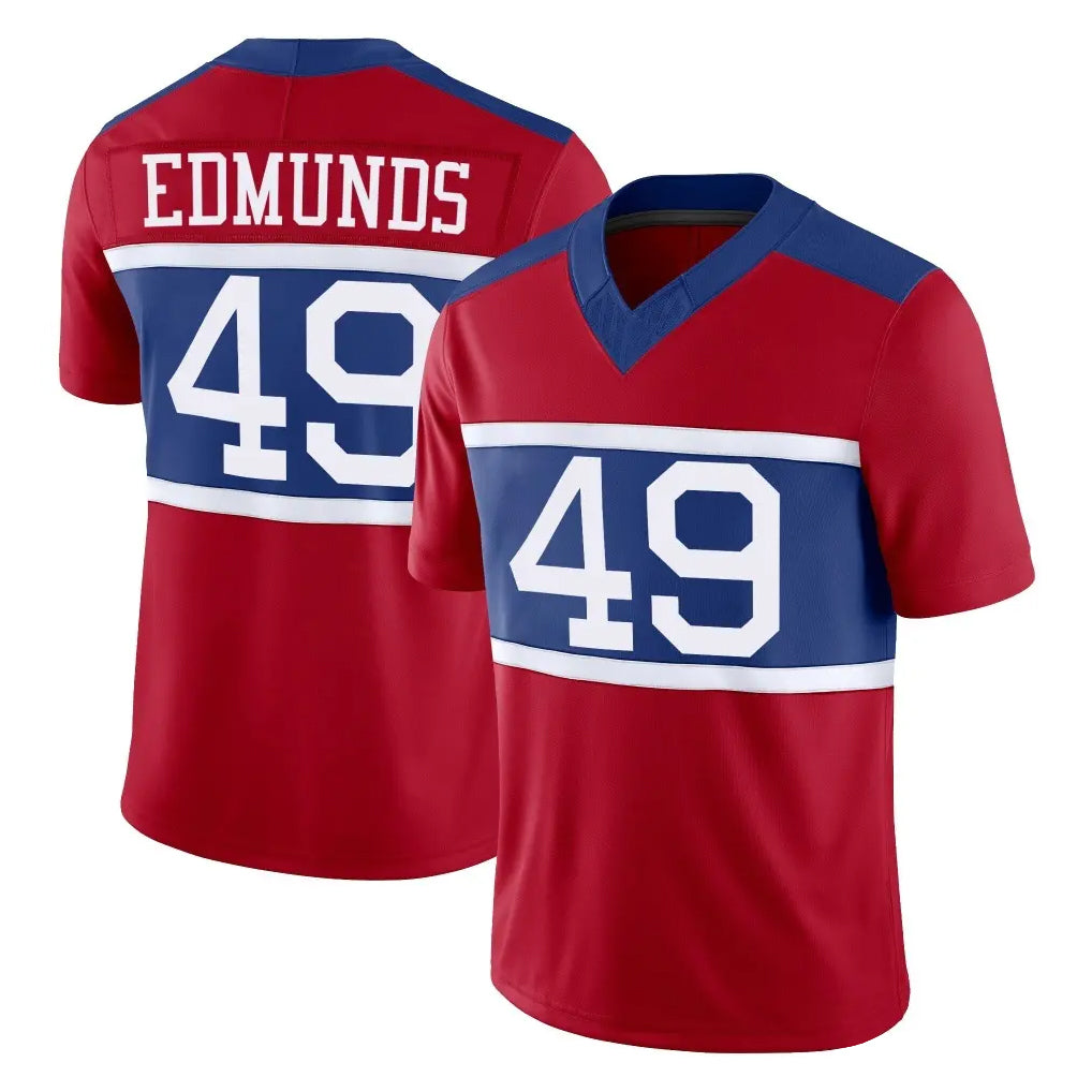 NY.Giants #49 Tremaine Edmunds Player Red Century Vapor F.U.S.E. Home Game Qdoa Stitched Jerseys