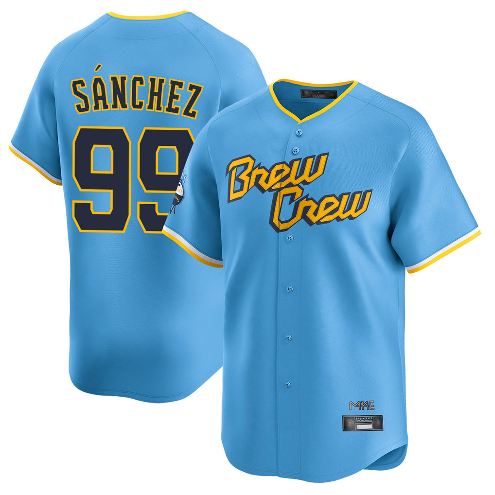 M.Brewers #99 Gary Sanchez Player Light Blue City Connect Home Limited Qdoa Stitched Jerseys