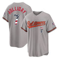 B.Orioles #7 Jackson Holliday Player Gray USA 250 Fourth of July Home Game Qdoa Stitched Jerseys