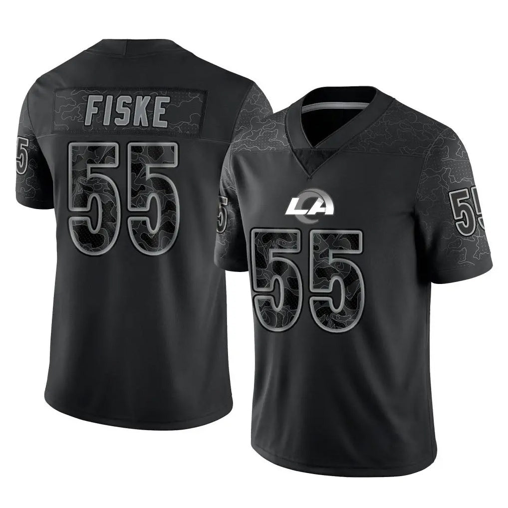 LA.Rams #55 Braden Fiske Player Black Limited Reflective Home Game Qdoa Stitched Jerseys