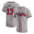 A.Braves #13 Ronald Acuna Jr Player Gray Limited Elite Home Game Qdoa Stitched Jerseys