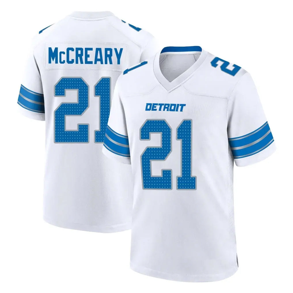 D.Lions #21 Roger McCreary Player White Alternate Home Game Qdoa Stitched Jerseys