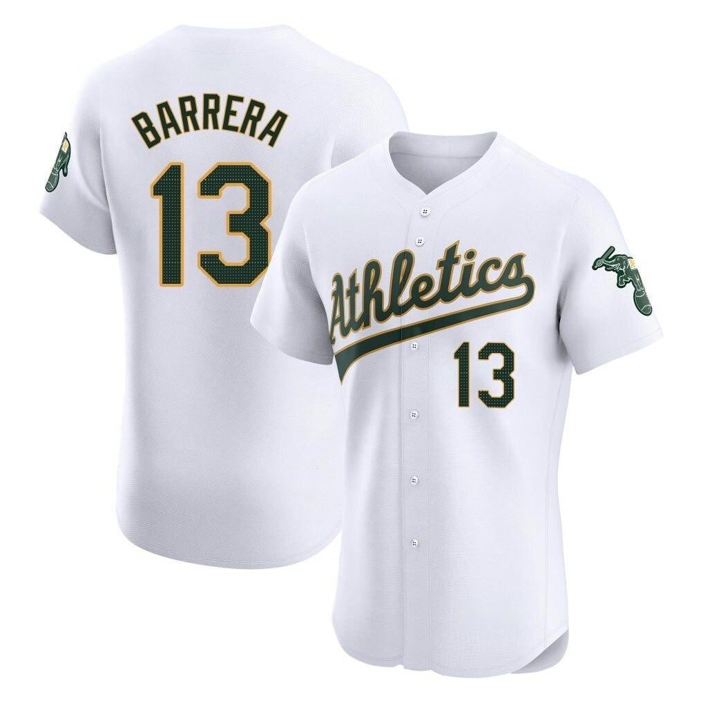Athletics #13 Luis Barrera Player White Limited Elite Home Game Qdoa Stitched Jerseys