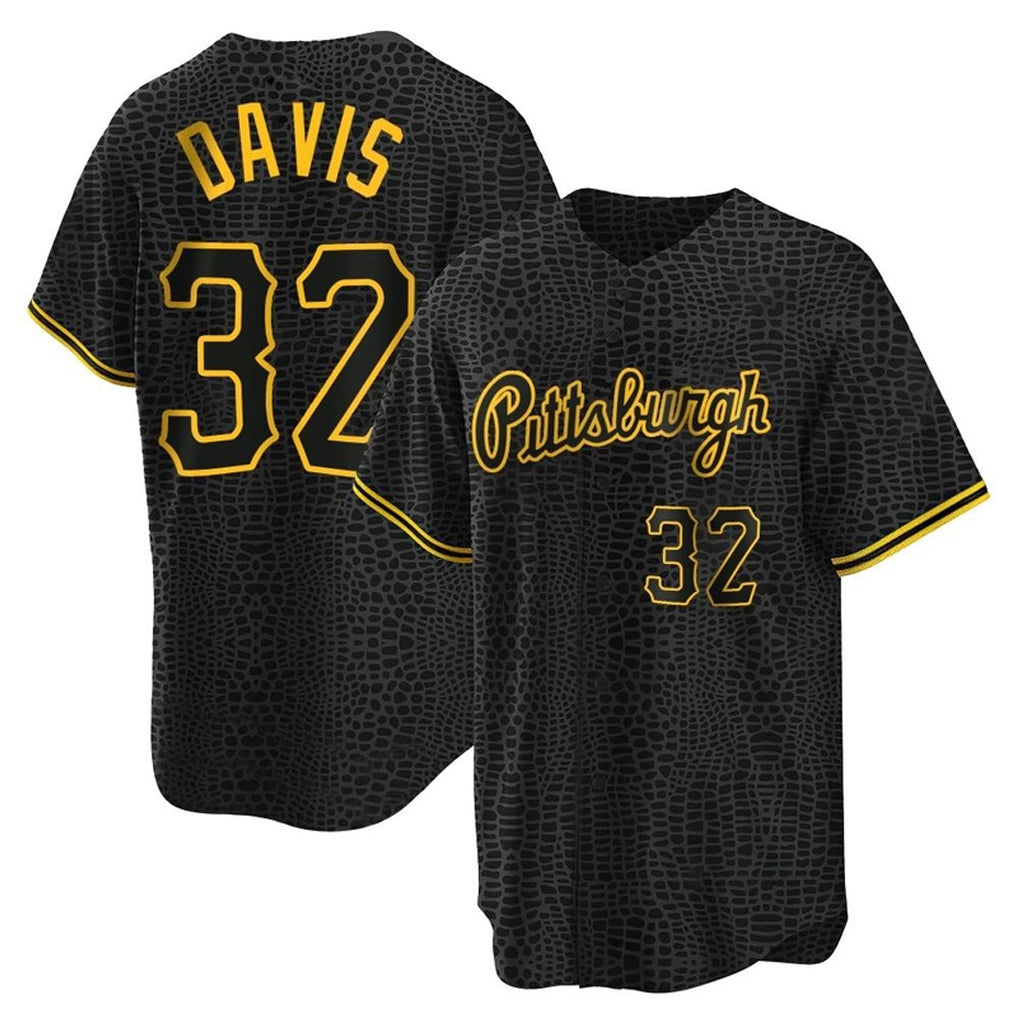 P.Pirates #32 Henry Davis Player Black Snake Skin City Home Limited Qdoa Stitched Jerseys