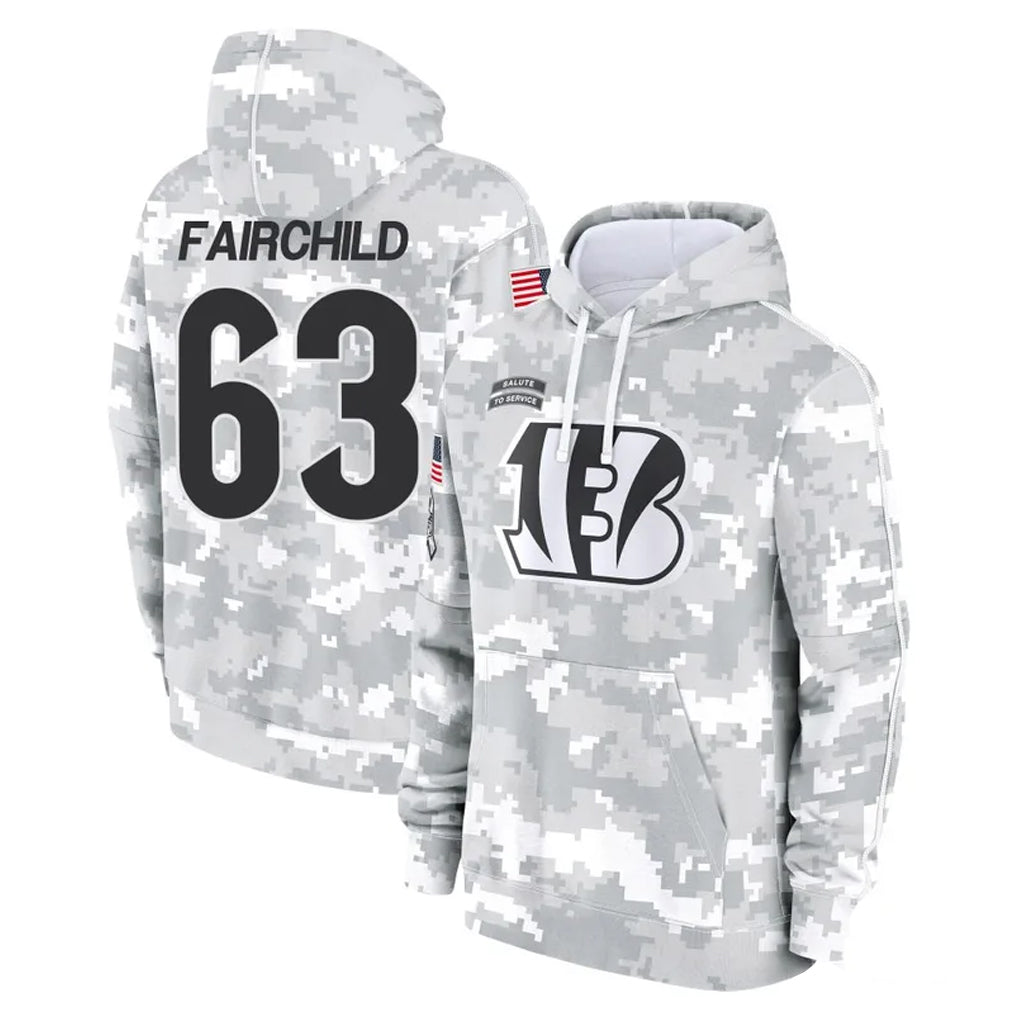 C.Bengals #63 Dylan Fairchild Player Arctic Camo Salute to Service Pullover Hoodie Limited Qdoa Stitched Jerseys