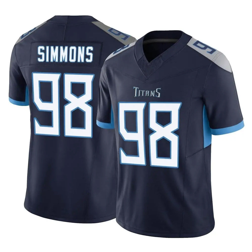 T.Titans #98 Jeffery Simmons Player Navy Limited Vapor F.U.S.E. Home Game Qdoa Stitched Jerseys