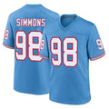 T.Titans #98 Jeffery Simmons Player Light Blue Oilers Throwback Game Home Qdoa Stitched Jerseys