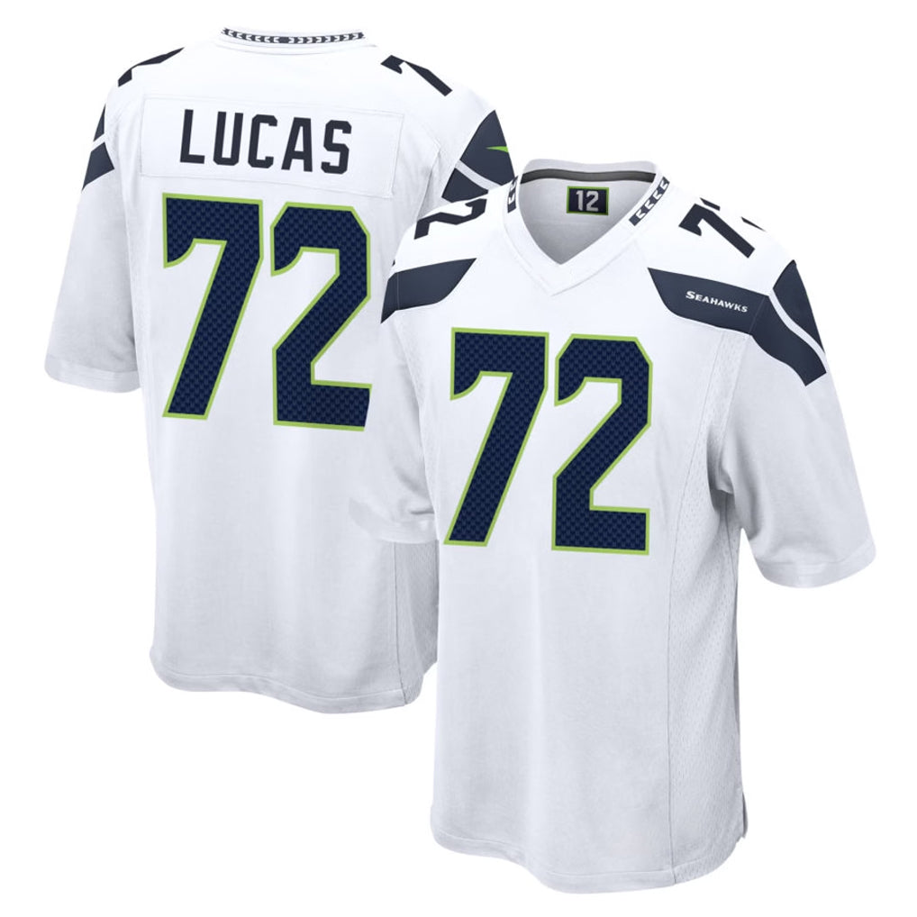S.Seahawks #72 Abraham Lucas Player White Home Game Qdoa Stitched Jerseys