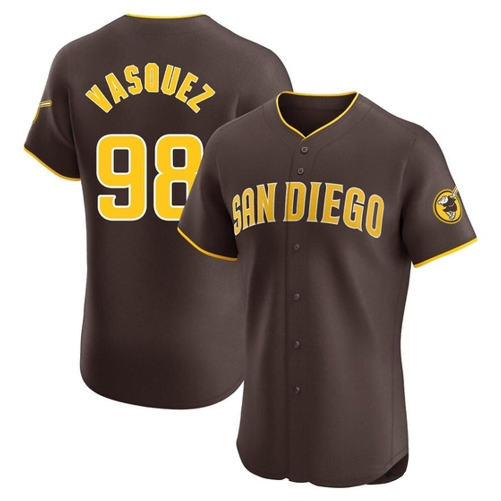 S.Diego Padres #98 Randy Vasquez Player Brown Home Limited Elite Qdoa Stitched Jerseys