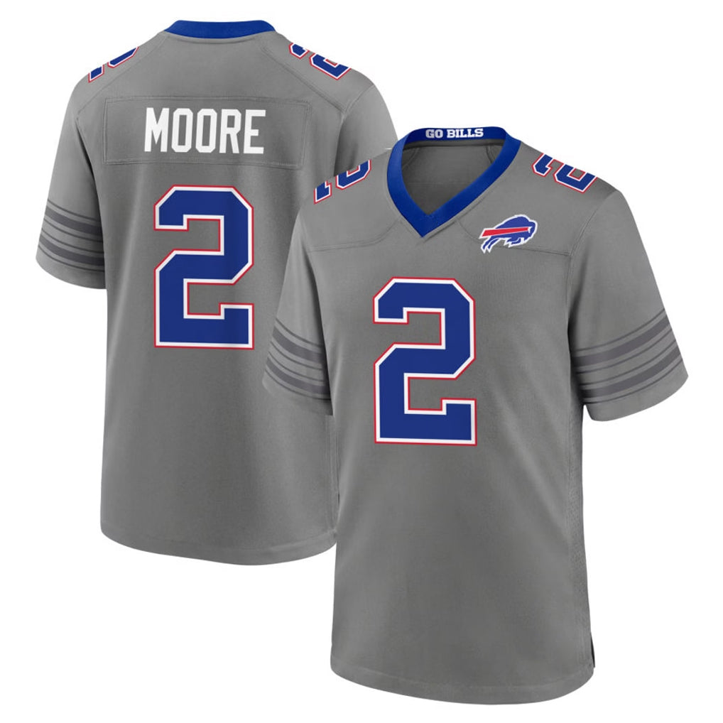 B.Bills #2 DJ Moore Player Gray Nickel City Home Game Qdoa Stitched Jerseys