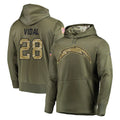 LA.Chargers #28 Kimani Vidal Player Olive Salute to Service Pullover Hoodies Home Game Qdoa Stitched Jerseys