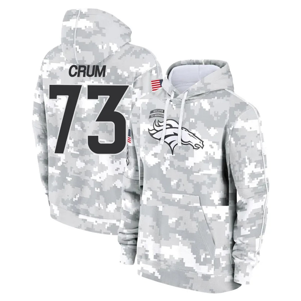 D.Broncos #73 Frank Crum Player Arctic Camo Salute to Service Hoodies Limited Game Qdoa Stitched Jerseys