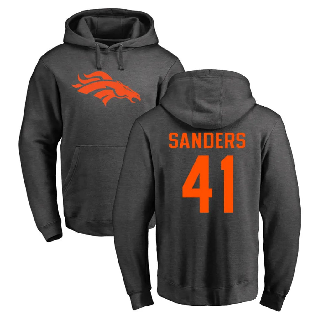 D.Broncos #41 Drew Sanders Player Ash One Color Pullover Hoodie Limited Qdoa Stitched Jerseys