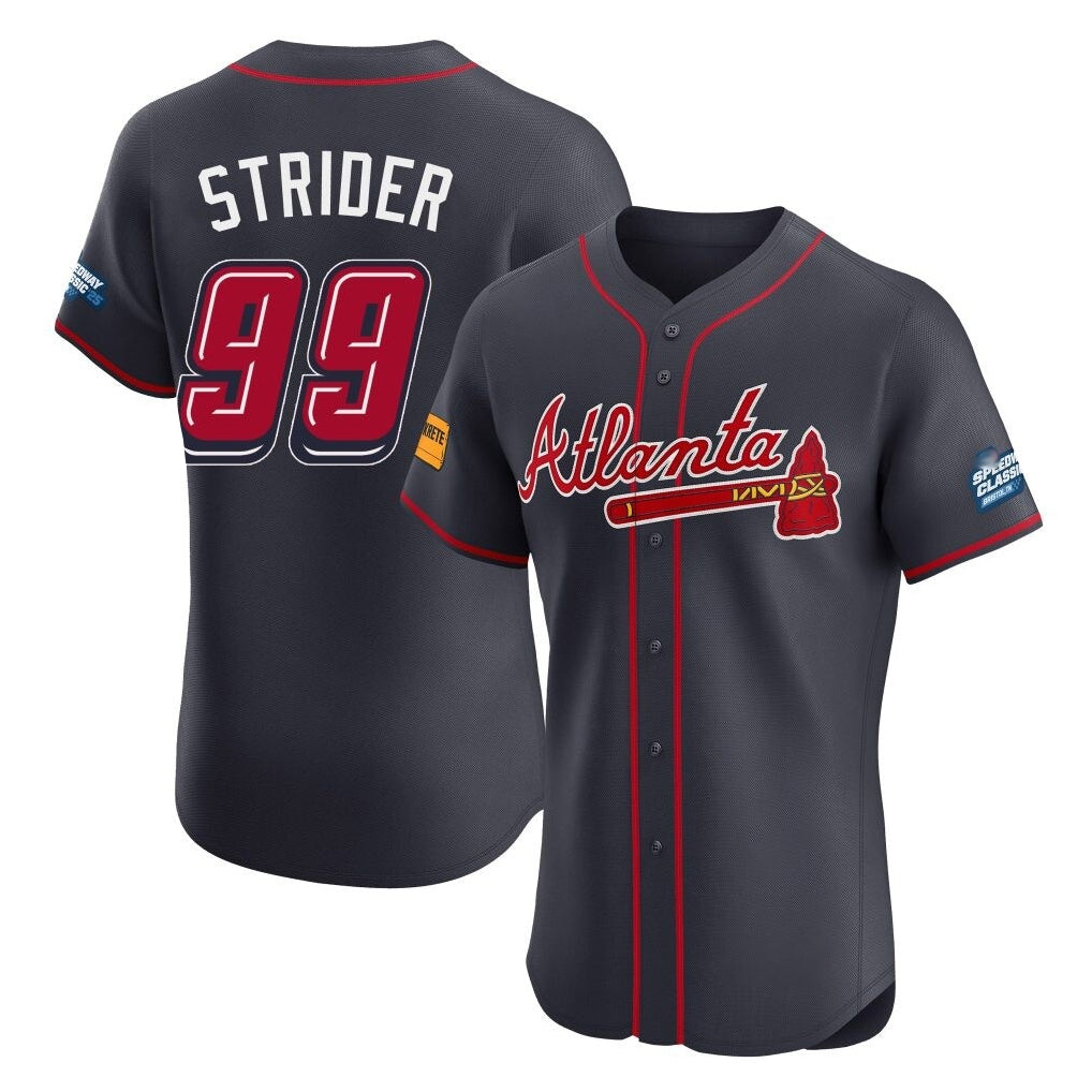 A.Braves #99 Spencer Strider Player Navy 2025 Speedway Classic Limited Elite Home Game Qdoa Stitched Jerseys