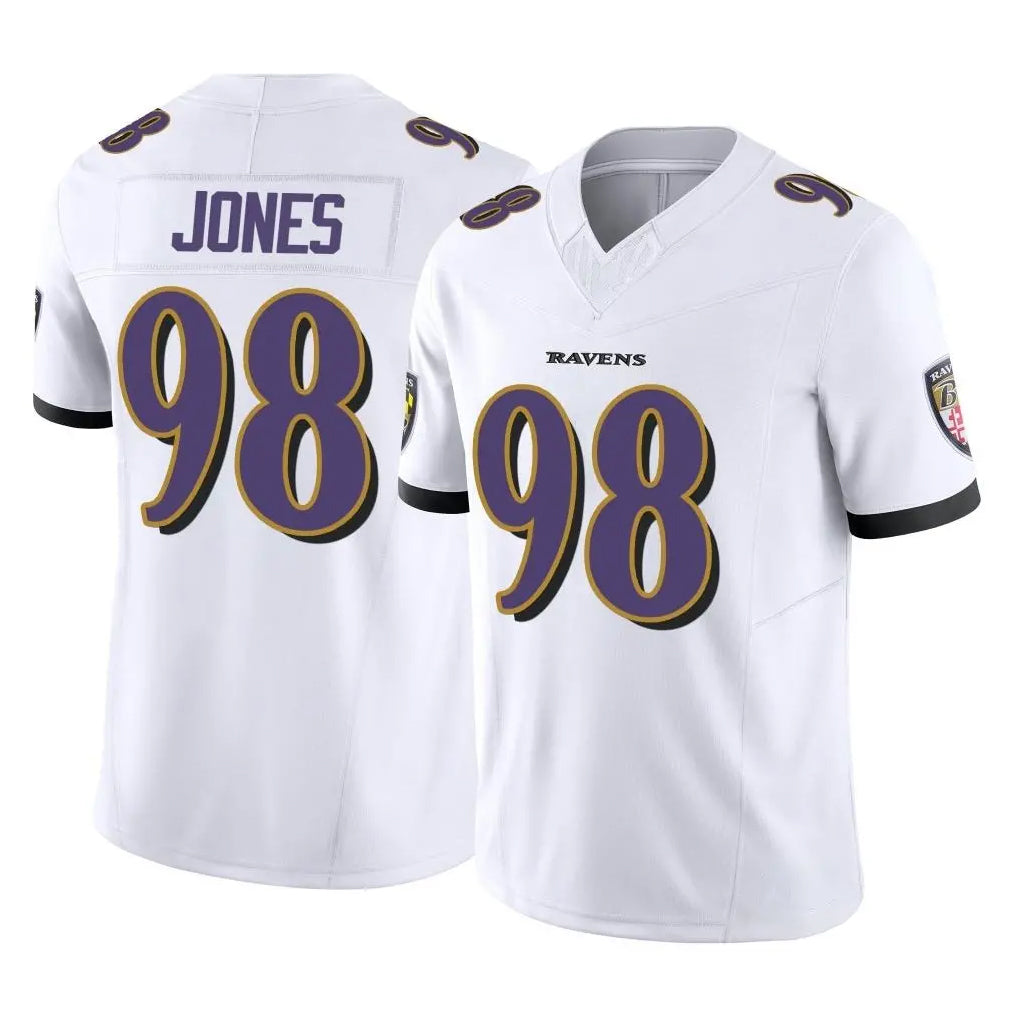 B.Ravens #98 Travis Jones Player White Vapor F.U.S.E. Limited Home Game Qdoa Stitched Jerseys