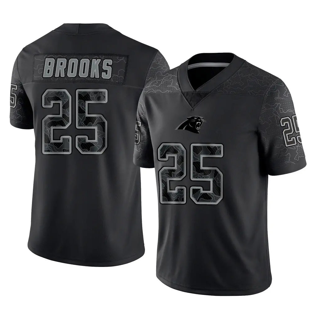 C.Panthers #25 Jonathon Brooks Player Black Limited Reflective Game Qdoa Stitched Jerseys