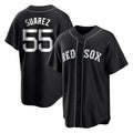 B.Red Sox #55 Ranger Su¨¢rez Player Black Home Game Qdoa Stitched Jerseys