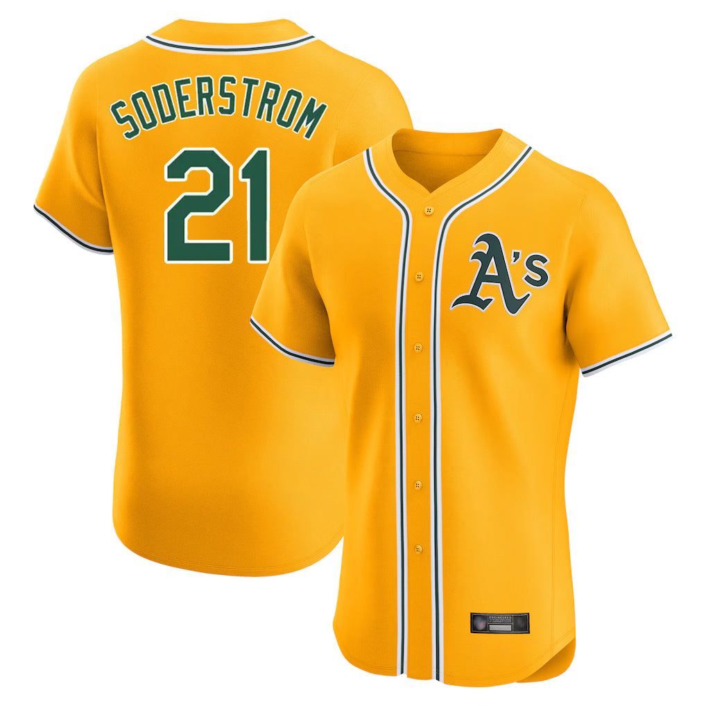 Athletics #21 Tyler Soderstrom Player Gold Limited Elite Home Game Qdoa Stitched Jerseys