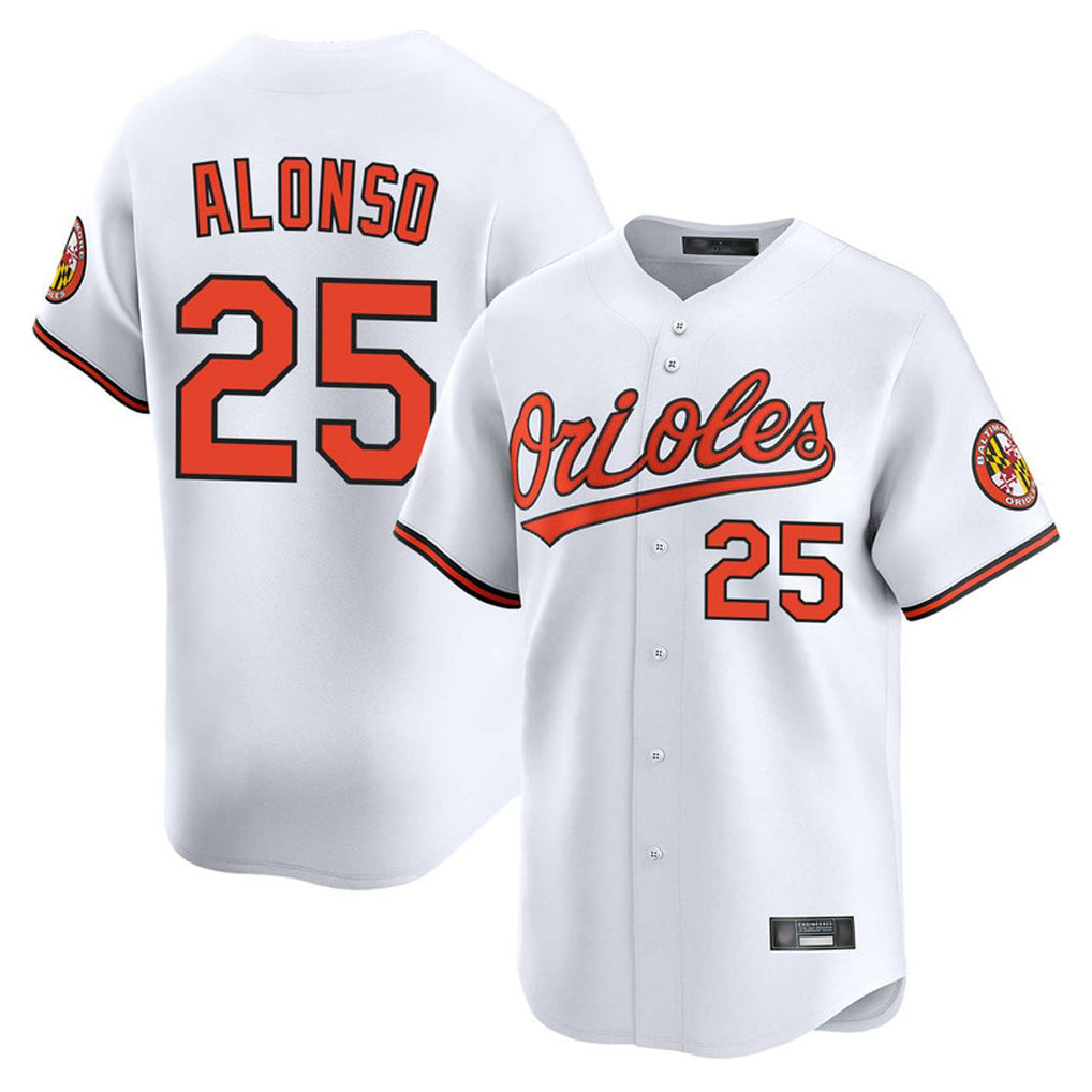 B.Orioles #25 Pete Alonso Player White Limited Home Game Qdoa Stitched Jerseys