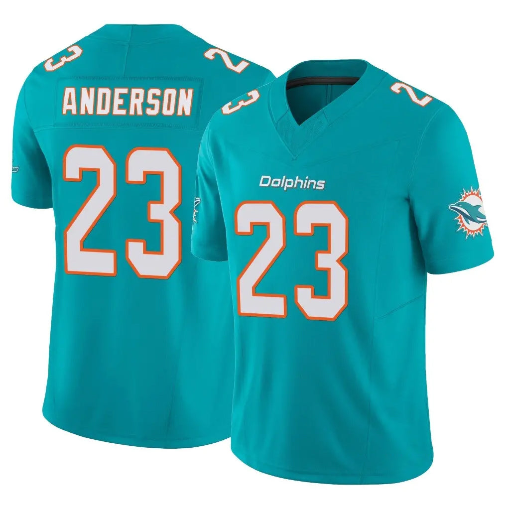 M.Dolphins #23 Zayne Anderson Player Aqua Limited Vapor F.U.S.E. Home Game Qdoa Stitched Jerseys