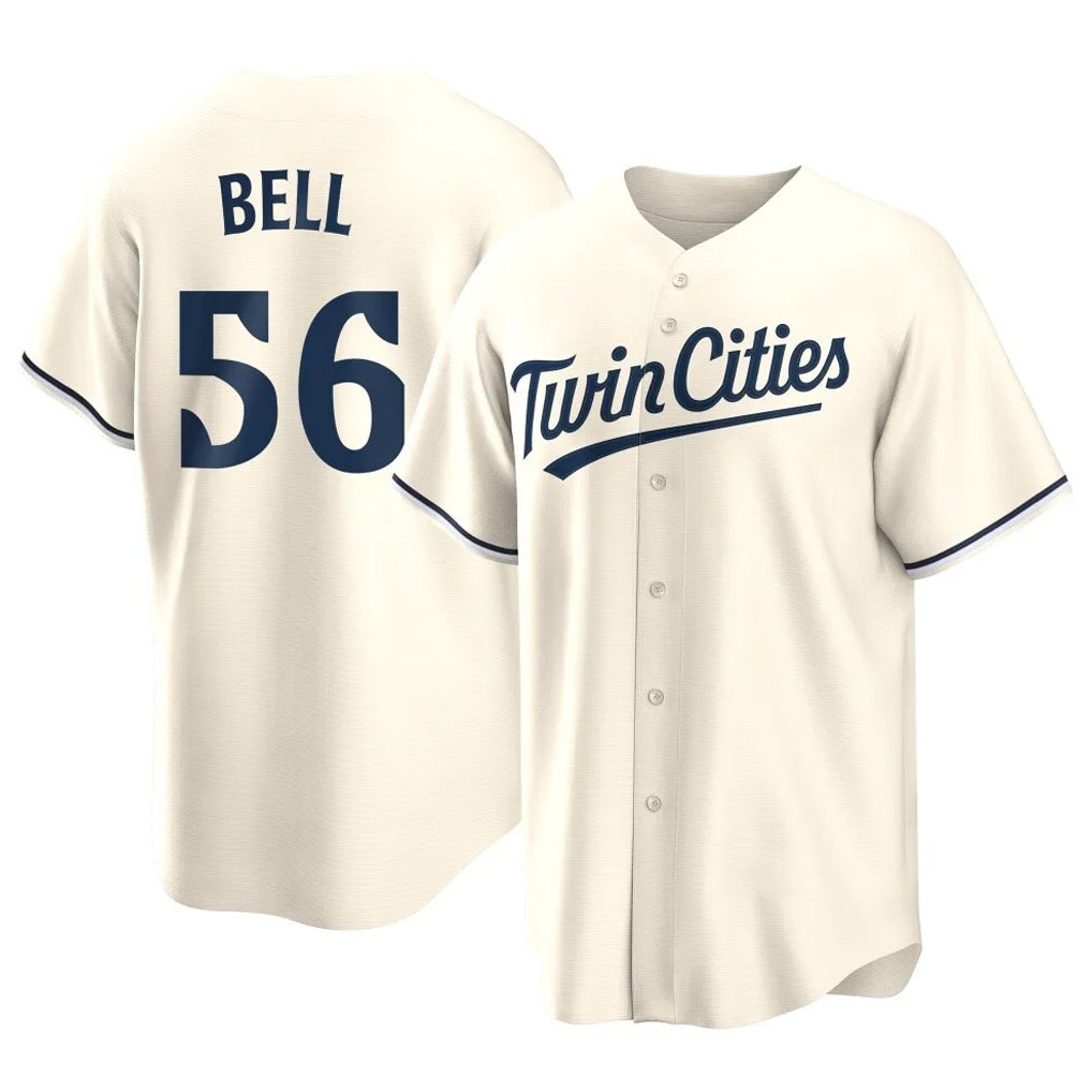 M.Twins #56 Josh Bell Player Cream Game Limited Home Qdoa Stitched Jerseys