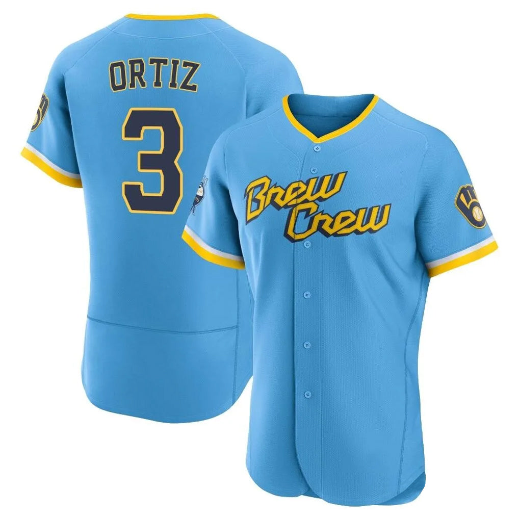 M.Brewers #3 Joey Ortiz Player Light Blue City Connect Home Limited Elite Qdoa Stitched Jerseys