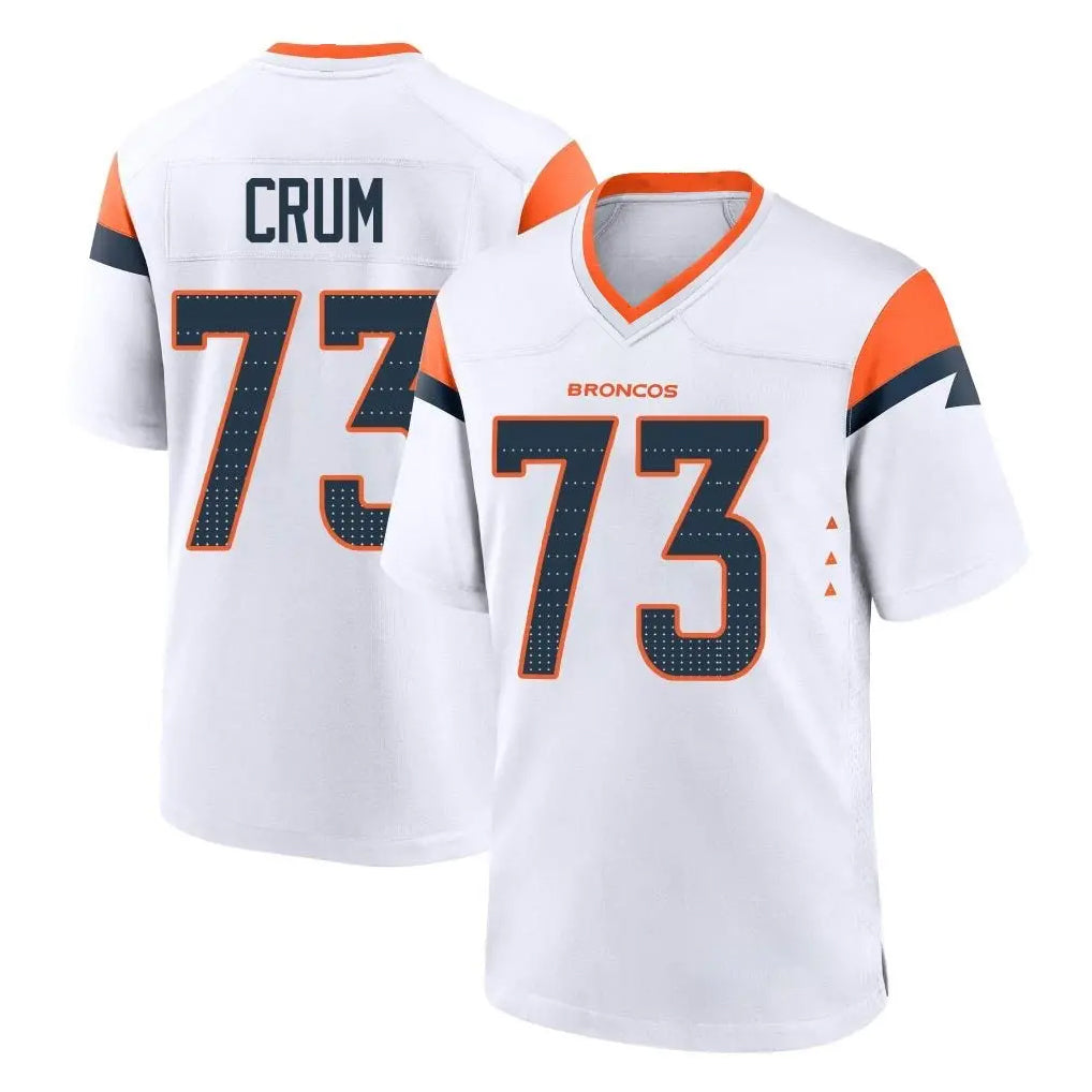 D.Broncos #73 Frank Crum Player White Home Game Qdoa Stitched Jerseys
