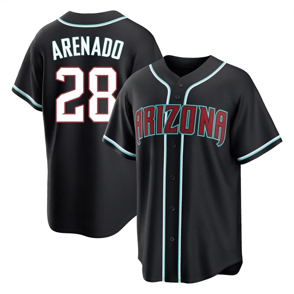 A.Diamondbacks #28 Nolan Arenado Player Black Home Game Qdoa Stitched Jerseys