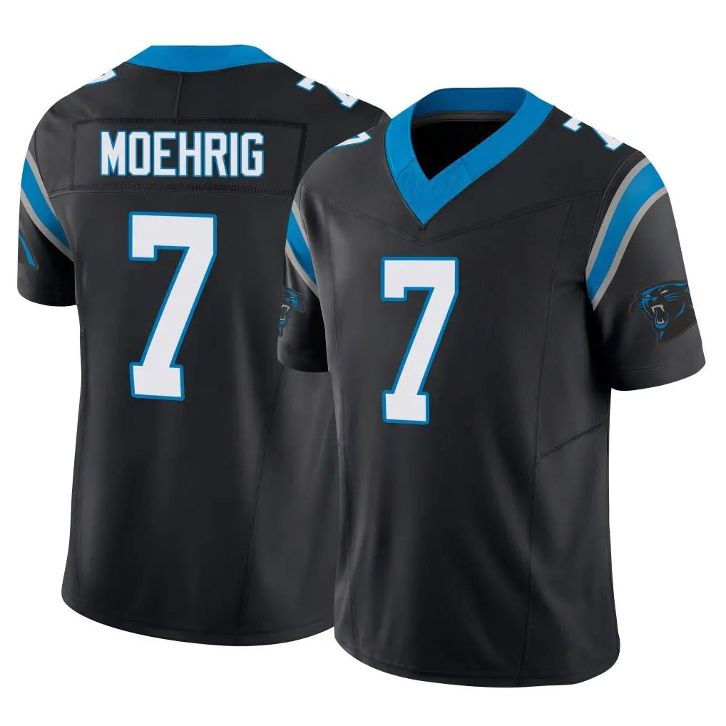 C.Panthers #7 Tre'von Moehrig Player Black Vapor F.U.S.E. Limited Home Game Qdoa Stitched Jerseys