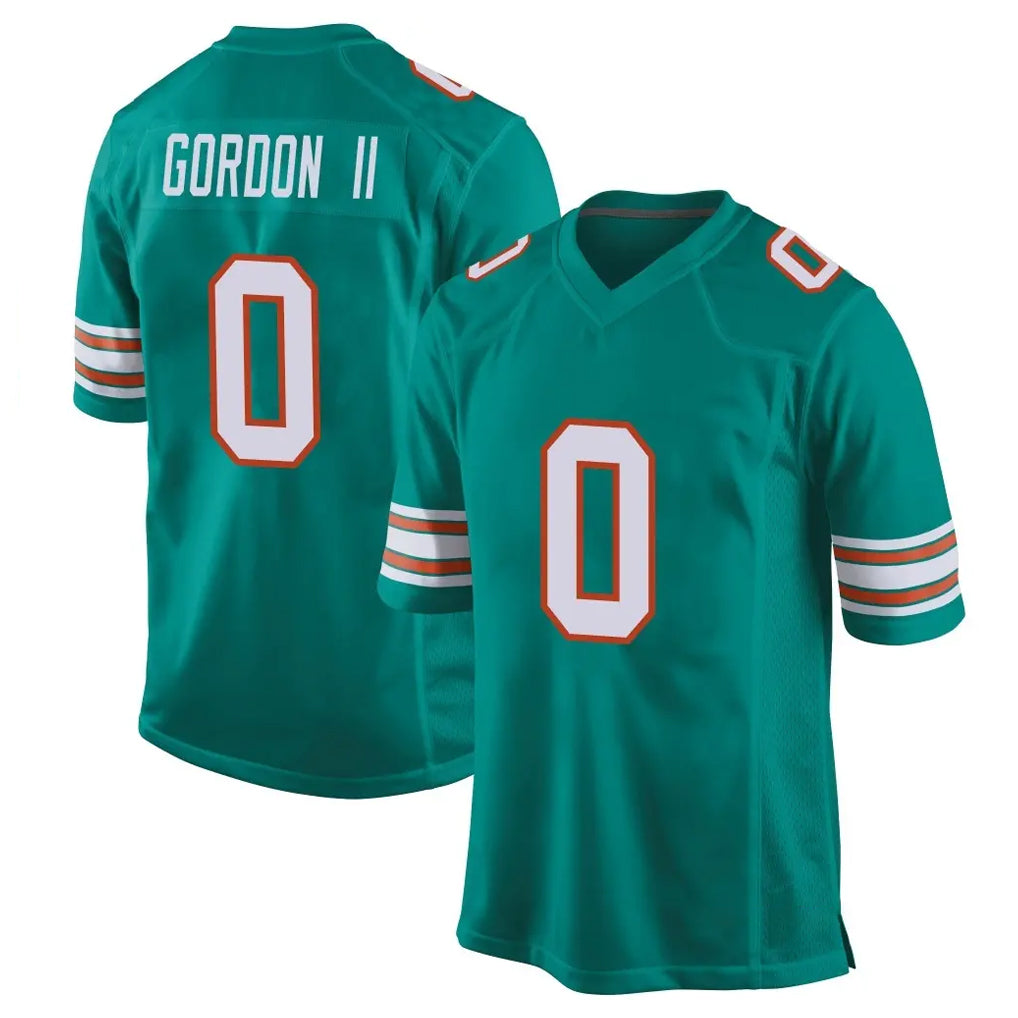 M.Dolphins #0 Ollie Gordon II Player Aqua Alternate Home Game Qdoa Stitched Jerseys