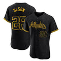 A.Braves #28 Matt Olson Player Black Snake Skin City Limited Elite Home Game Qdoa Stitched Jerseys