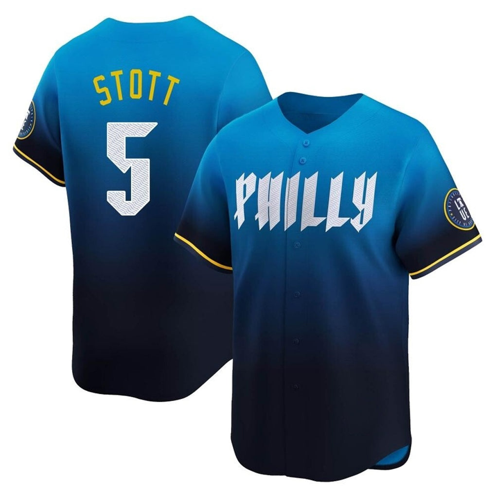 P.Phillies #5 Bryson Stott Player Blue City Connect Home Limited Qdoa Stitched Jerseys