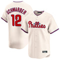 P.Phillies #12 Kyle Schwarber Player Cream Home Limited Qdoa Stitched Jerseys