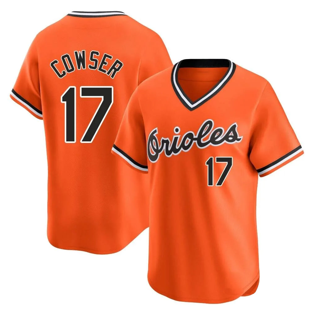 B.Orioles #17 Colton Cowser Player Orange T-shirt Limited Home Game Qdoa Stitched Jerseys