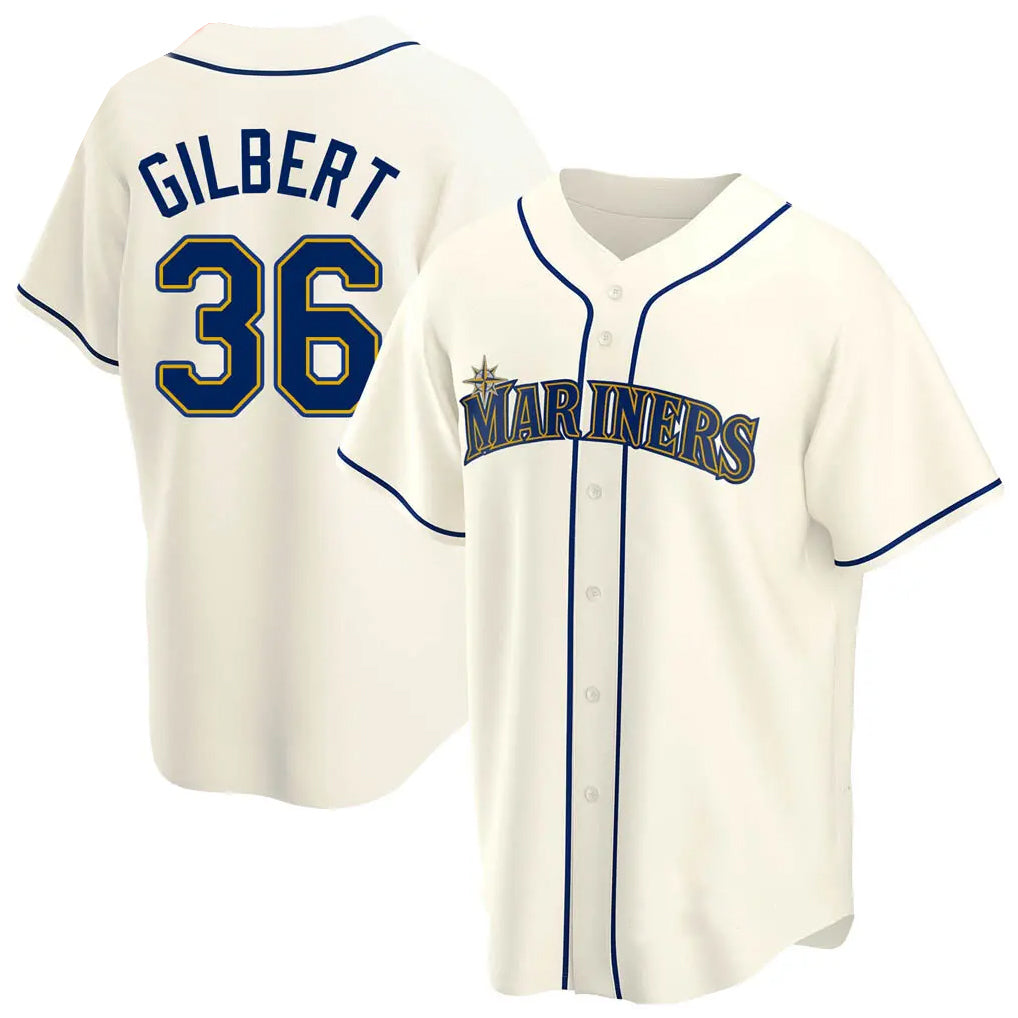 S.Mariners #36 Logan Gilbert Player Cream Home Game Qdoa Stitched Jerseys