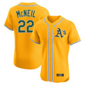 Athletics #22 Jeff McNeil Player Gold Limited Elite Home Game Qdoa Stitched Jerseys