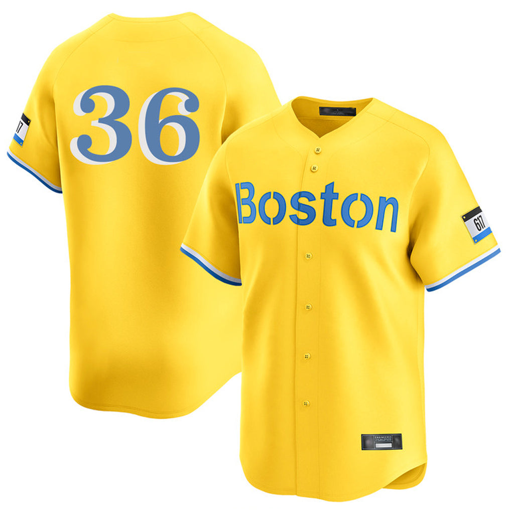 B.Red Sox #36 Triston Casas Player Yellow Limited Home Game Qdoa Stitched Jerseys
