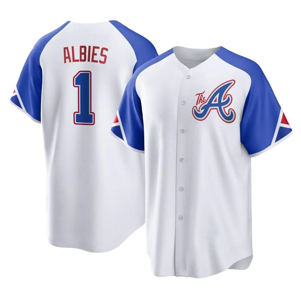 A.Braves #1 Ozzie Albies Player White City Connect Home Game Qdoa Stitched Jerseys