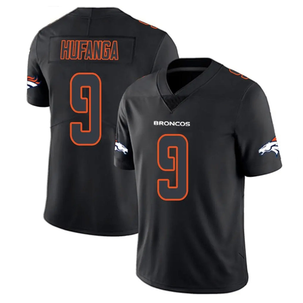 D.Broncos #9 Talanoa Hufanga Player Black Impact Limited Game Qdoa Stitched Jerseys