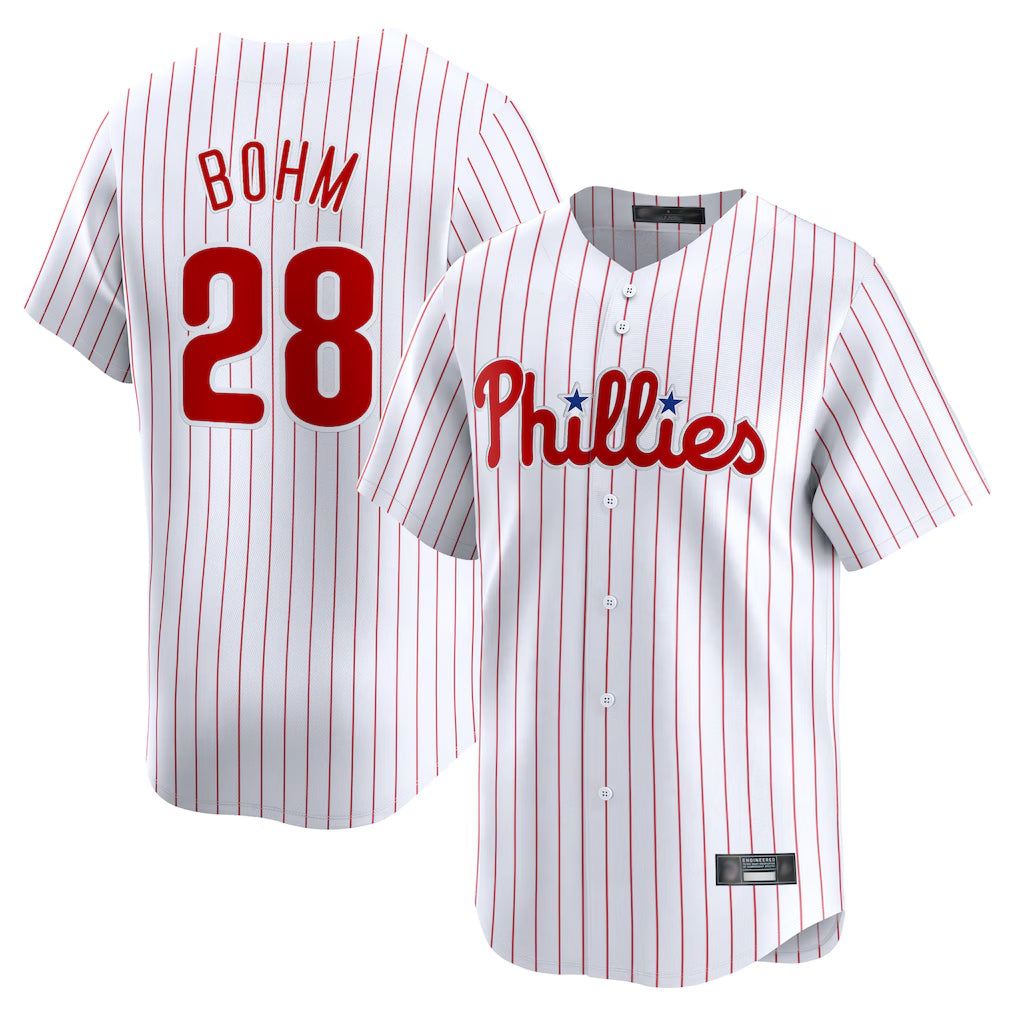 P.Phillies #28 Alec Bohm Player White Home Limited Qdoa Stitched Jerseys