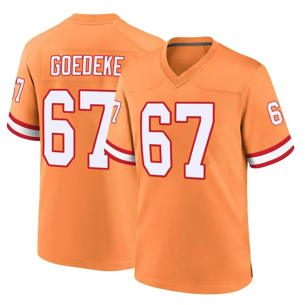TB.Buccaneers #67 Luke Goedeke Player Orange Throwback Home Game Qdoa Stitched Jerseys