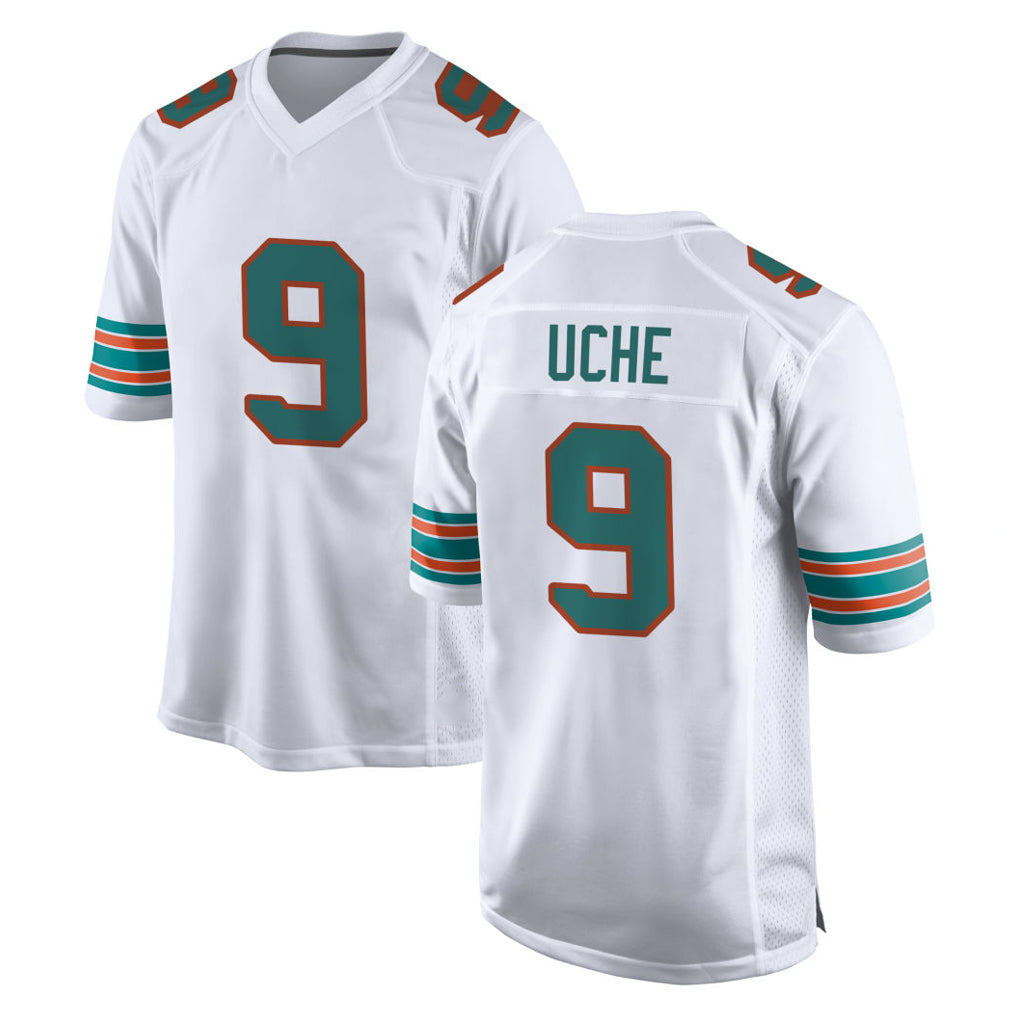 M.Dolphins #9 Joshua Uche Player White Limited Home Game Qdoa Stitched Jerseys
