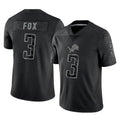 D.Lions #3 Jack Fox Player Black Reflective Limited Home Game Qdoa Stitched Jerseys