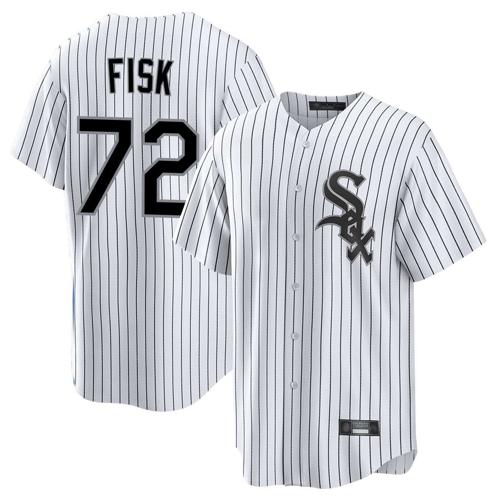 C.White Sox #72 Carlton Fisk Player White Stripe Home Game Qdoa Stitched Jerseys